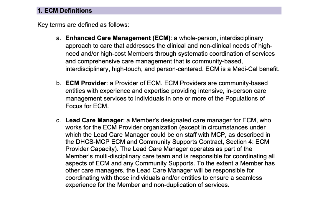 Enhanced Care Management and Community Supports (formerly “In Lieu of Services”) Provider Standard Terms and Conditions