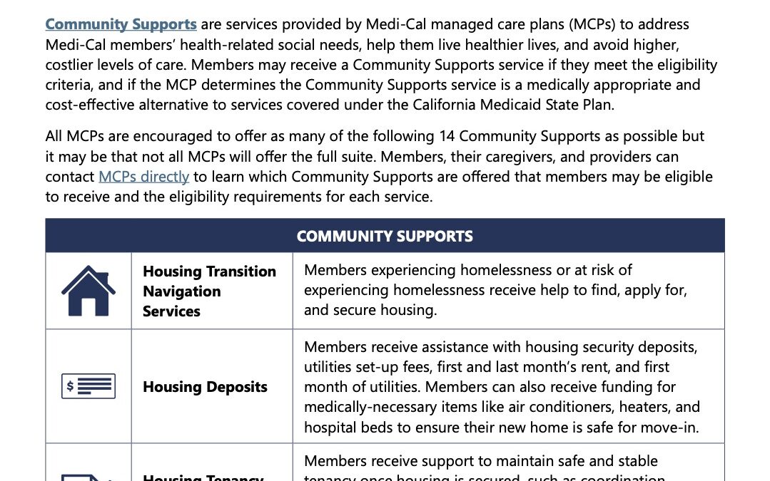 Transformation Of Medi-Cal: Community Supports
